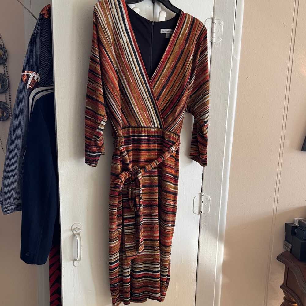 Striped Multicolor Wrap Dress